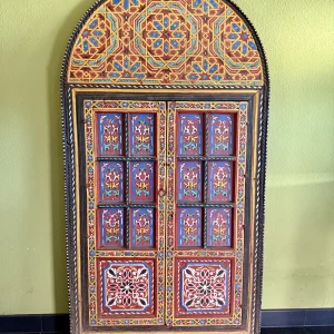 Handbemalte Holztür Marrakech aus Zedernholz – marokkanisches Unikat